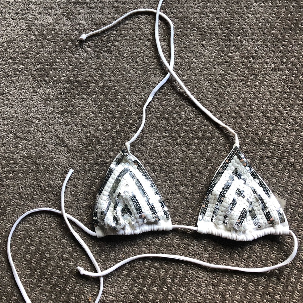 White Sequin Bikini Top